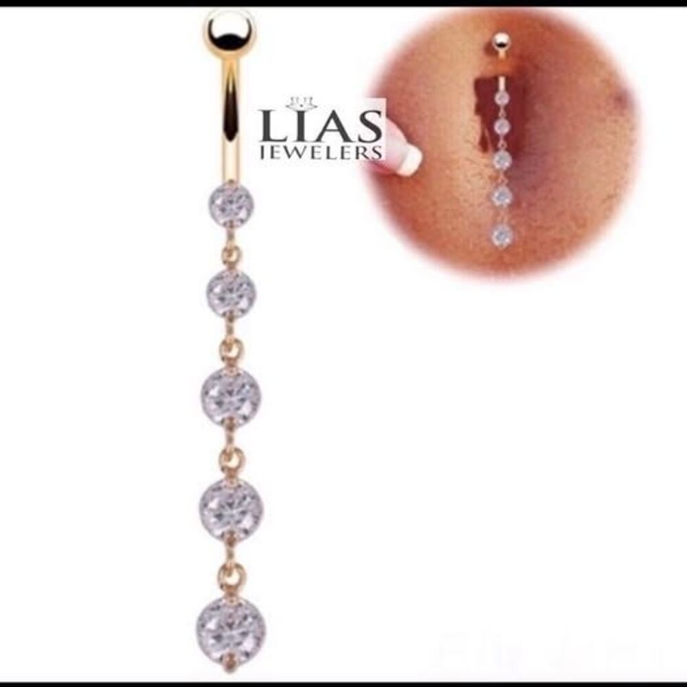 Brand New 18k Yellow Gold Belly Button Ring